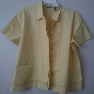 Ac-tiv-ology Button Down Lace Accent Blouse 1X